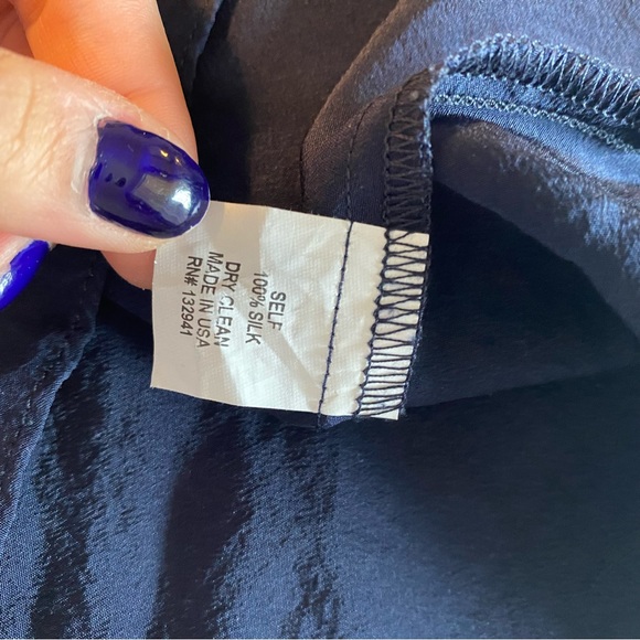 FINAL PRICE Amanda Uprichard 100% silk navy blue spaghetti strap cami size small - Picture 6 of 7